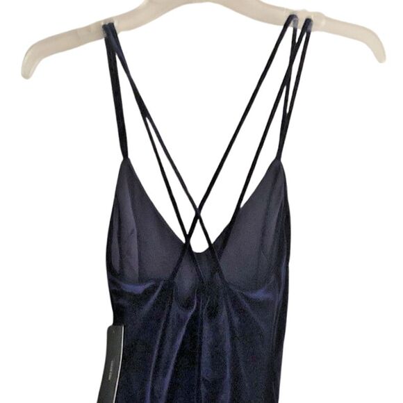 Lulus Greatest Love of All Navy Velvet Dress Womens Sz L Slip Dress Holiday NWT - Picture 9 of 16